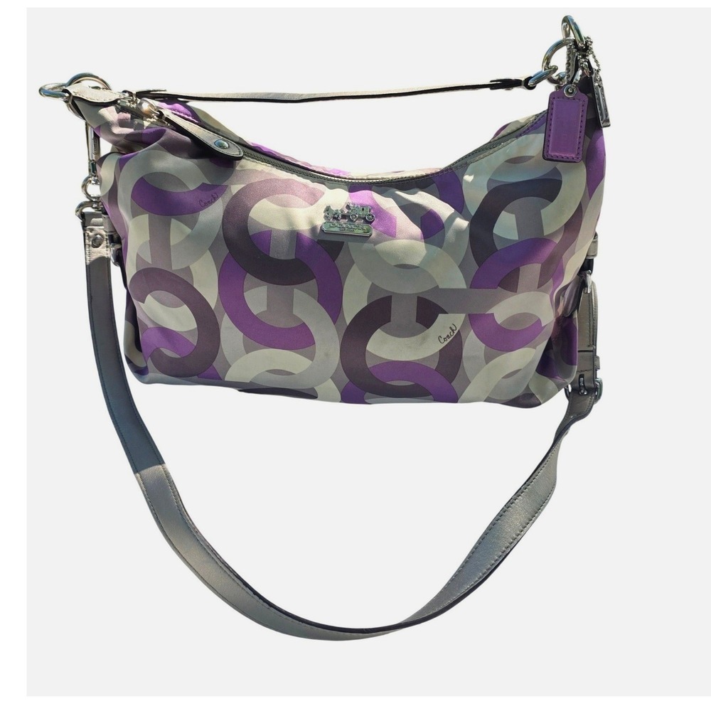 Coach Poppy Madison Shoulder Bag Womens Medium Purple Silver 14291 - Picture 3 of 16